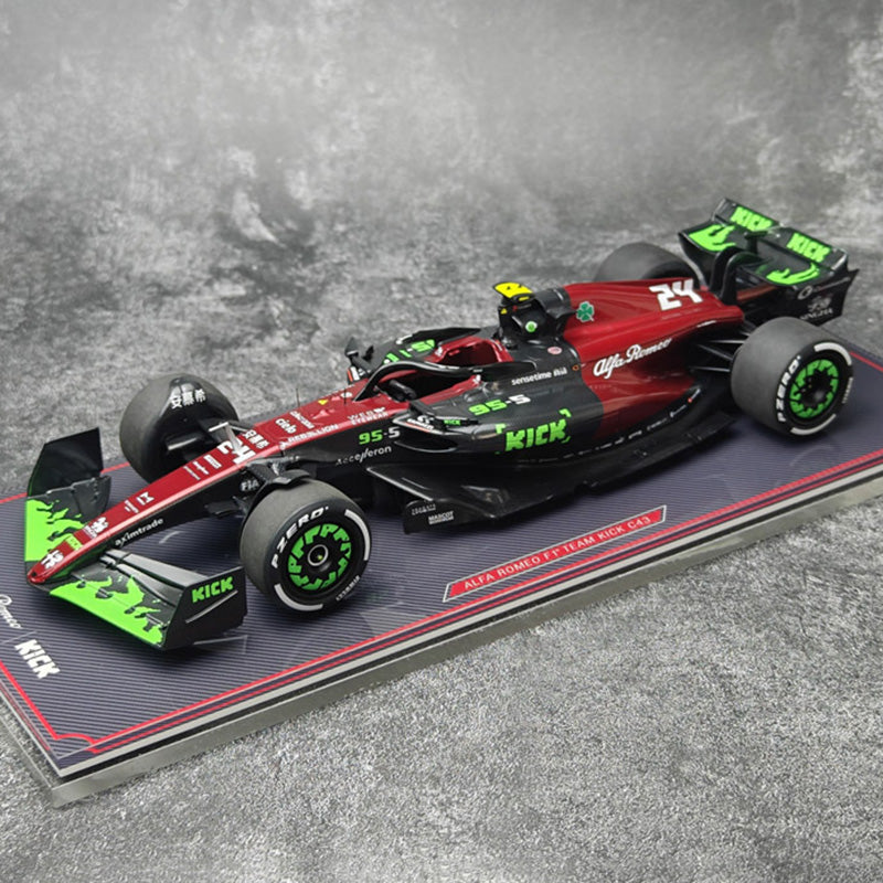 Alfa Romeo F1 C43 – #24 Zhou Guanyu Belgium GP Edition 1:18 Scale Model by Kilo NZG (Alloy Shell + Display Base & Cover)