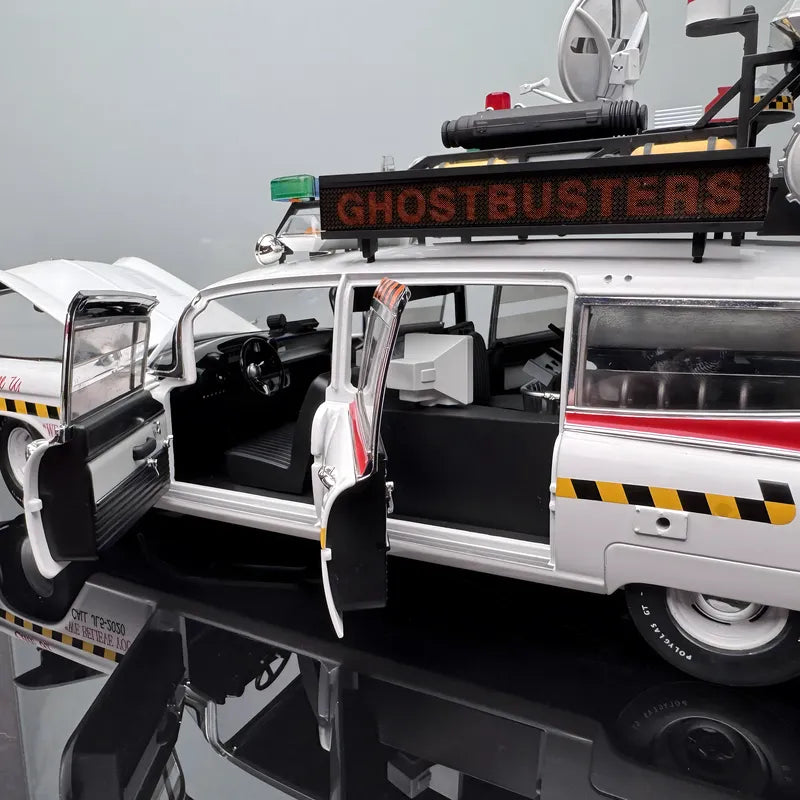Hot Wheels 1/18 Ghostbusters ECTO-1 Ghost Car Fine Edition – New Ghost Hunter Car Upgraded Version