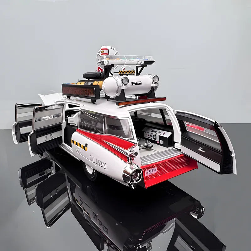 Hot Wheels 1/18 Ghostbusters ECTO-1 Ghost Car Fine Edition – New Ghost Hunter Car Upgraded Version