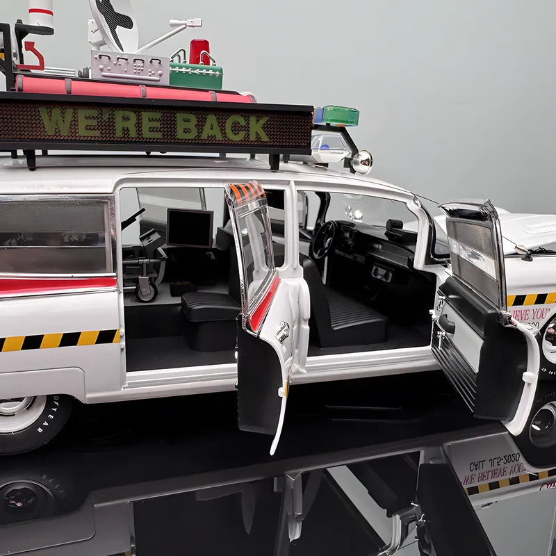 Hot Wheels 1/18 Ghostbusters ECTO-1 Ghost Car Fine Edition – New Ghost Hunter Car Upgraded Version