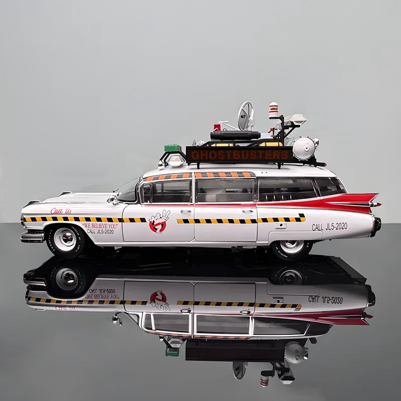Hot Wheels 1/18 Ghostbusters ECTO-1 Ghost Car Fine Edition – New Ghost Hunter Car Upgraded Version