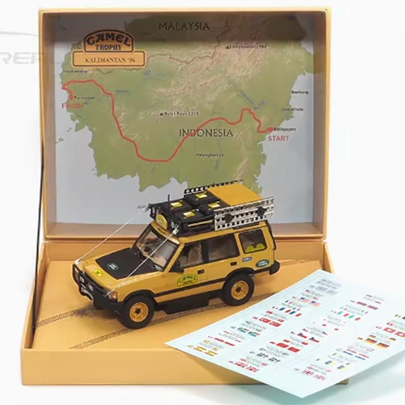 Почти настоящая модель легкосплавного автомобиля Land Rover Discovery первого поколения Camel Cup Kalimantan Station в масштабе 1:43 (410410)